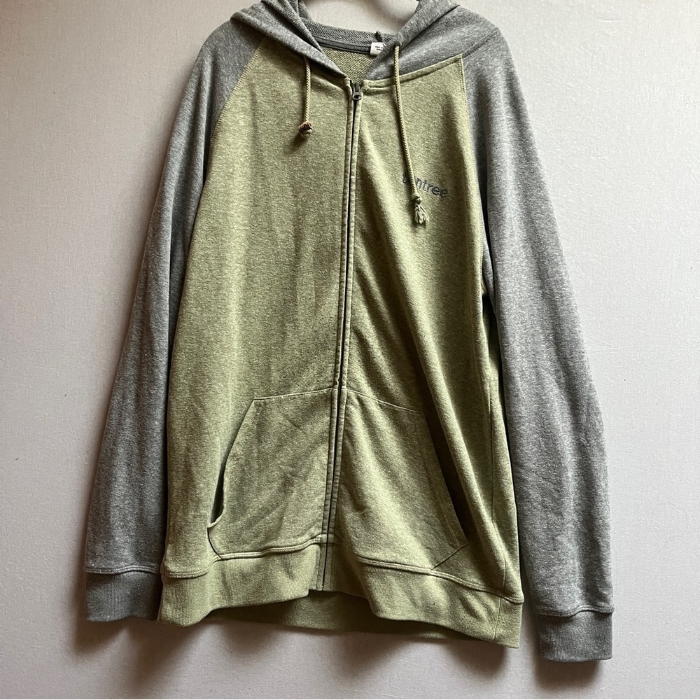 Tentree Two-Tone Gray and Green Hoodie Sweater Sz L